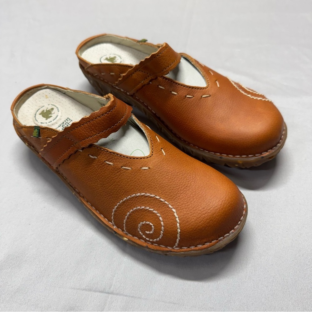 NWT El Naturalista Women’s Brown Leather Slip-On Clogs Size 10 - Picture 10 of 13
